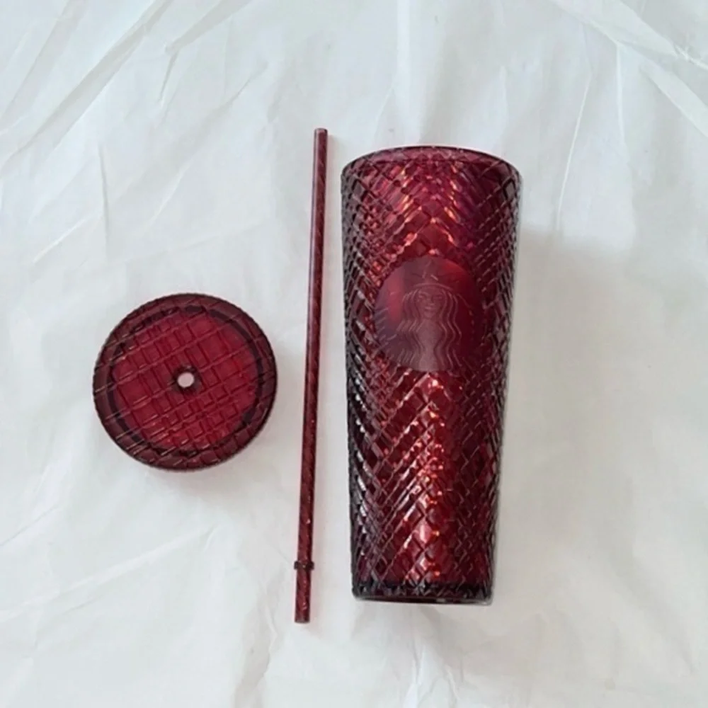 Starbucks Crystal Jeweled Merlot‎ Red Iridescent Studded Cup Tumbler 24oz